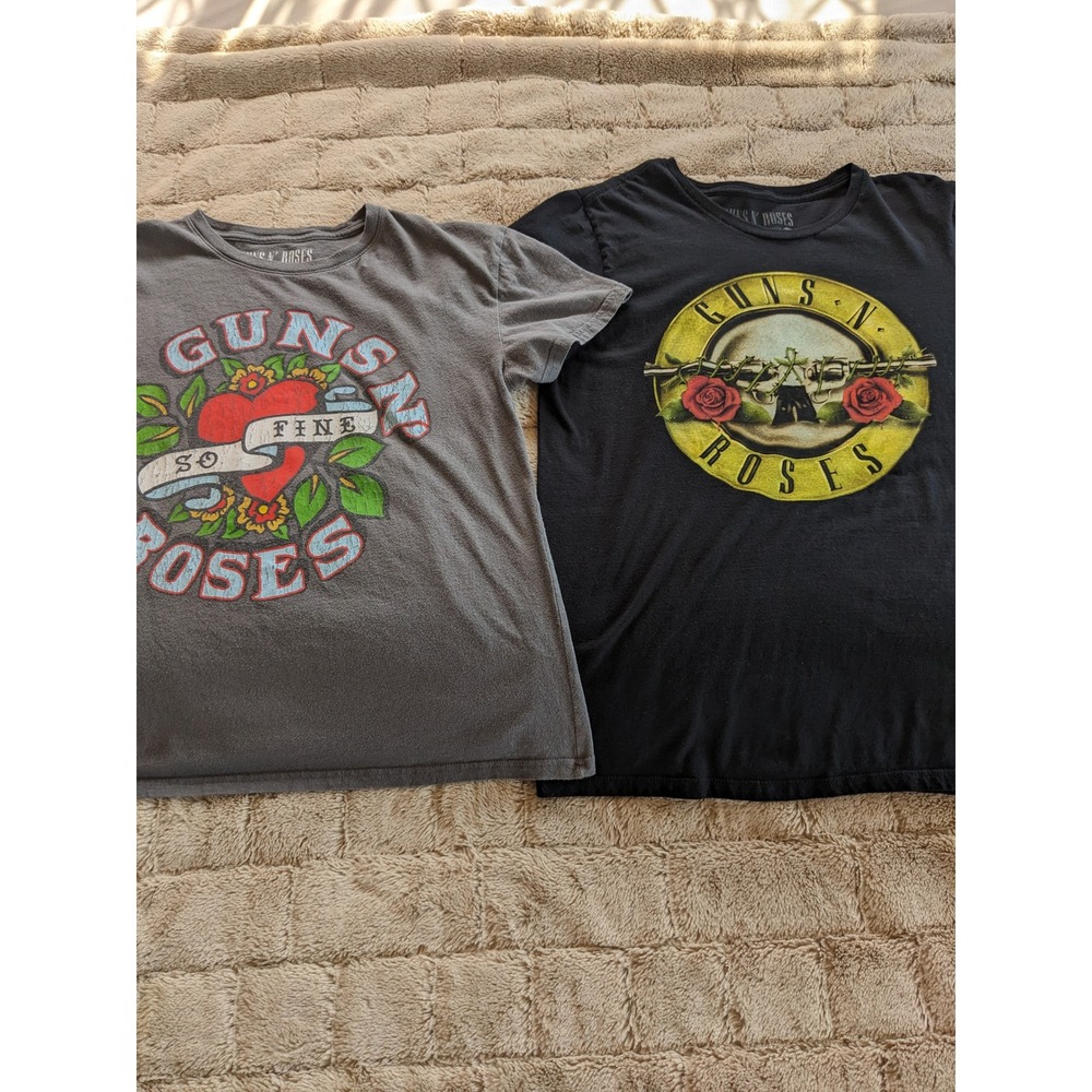Guns N Roses Graphic T-Shirt Bundle Large Gray So Fine Black Logo 2 Pack